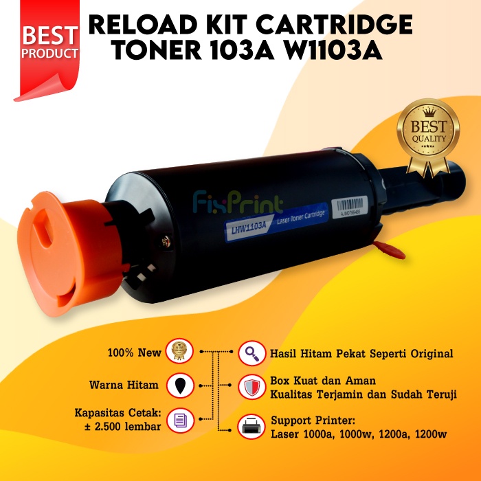 Refill Toner Compatible Black Neverstop Laser Reload HP 103A W1103A Printer 1000a 1000w 1200a 1200w