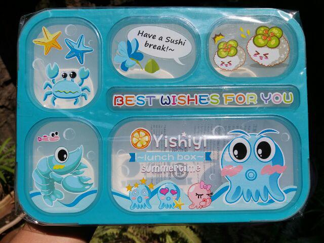 Lunch Box Yooyee Sekat 6 Anti Tunpah Type 589   Yooyee Sekat 6 Lunch Box 5 Pcs Sponge Spon