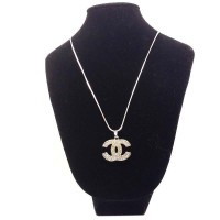 KALUNG TITANIUM LIONTIN CHANEL PERMATA BERLIAN SILVER SIRKON BERKILAU ANTI KARAT TIDAK LUNTUR TAHAN AIR / KALUNG WANITA PRIA CEWEK COWOK ANAK