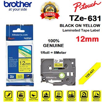 Brother TZe -631 12mm Ptouch Tape Label Tze631 black on yellow