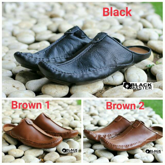 COD TERLARIS- SEPATU SLOP KULIT ASLI ! BLACKMASTER BUSTONG Slop Original CH1