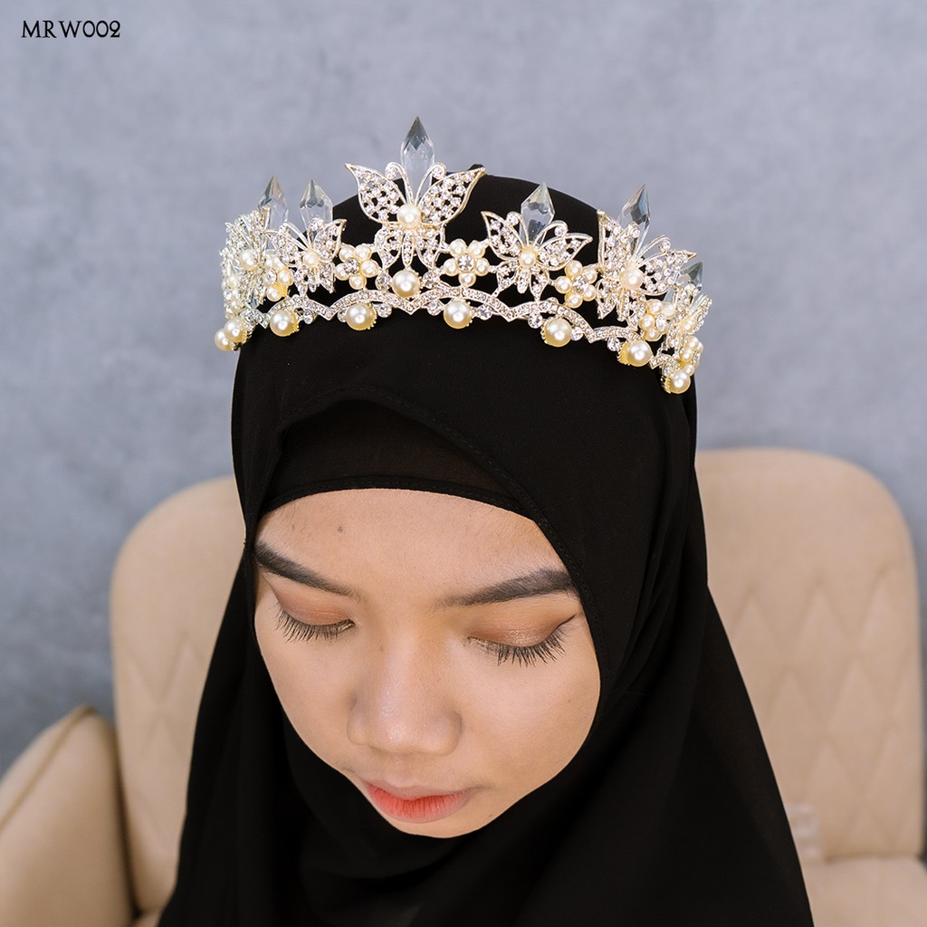 [BISA COD] CROWN BUTTERFLY PUTIH HIJAB PERNIKAHAN MODERN MRW002