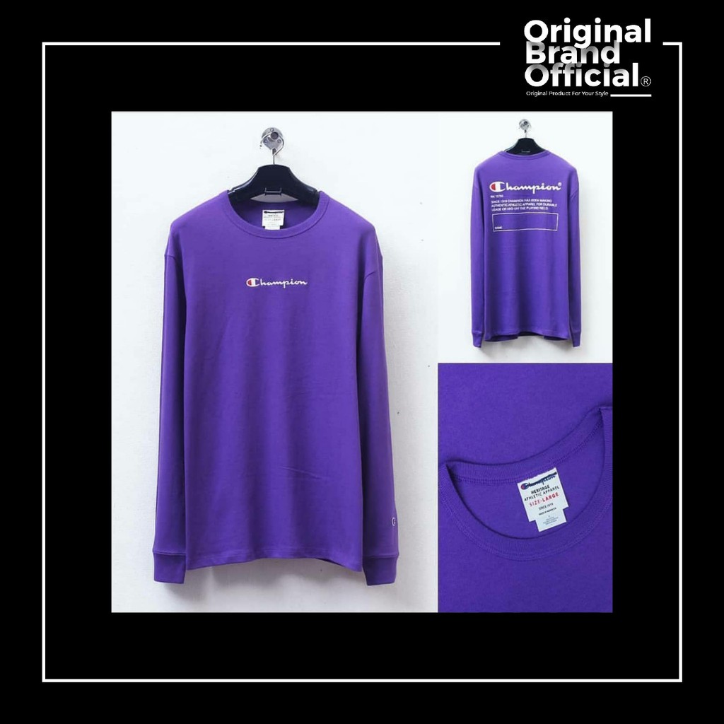 Baju Champion long tshirt purple 100% ORIGINAL