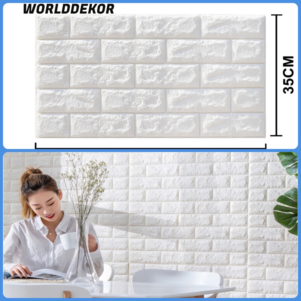 Wallpaper 3D Brick Foam Dekorasi Dinding Wall Foam Brick 3D Batu Bata Waterproof 38Cm X 70CM Gambos - WORLDDEKOR