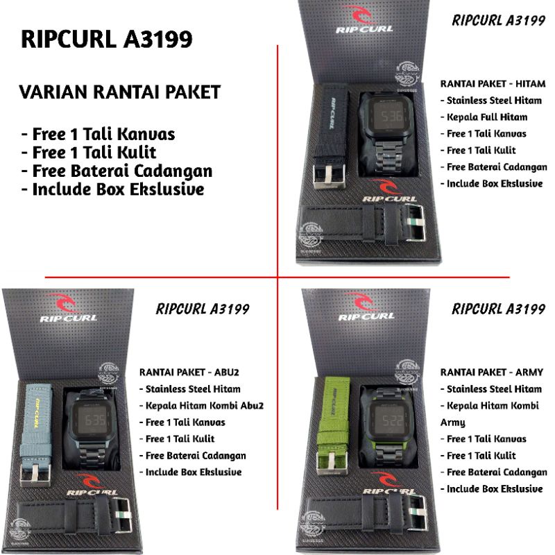 RIPCURL A3199 NEXT DIGITAL CORE SURF WATCH / JAM TANGAN PRIA WANITA TAHAN AIR / JAM TANGAN RIPCURL DIGITAL