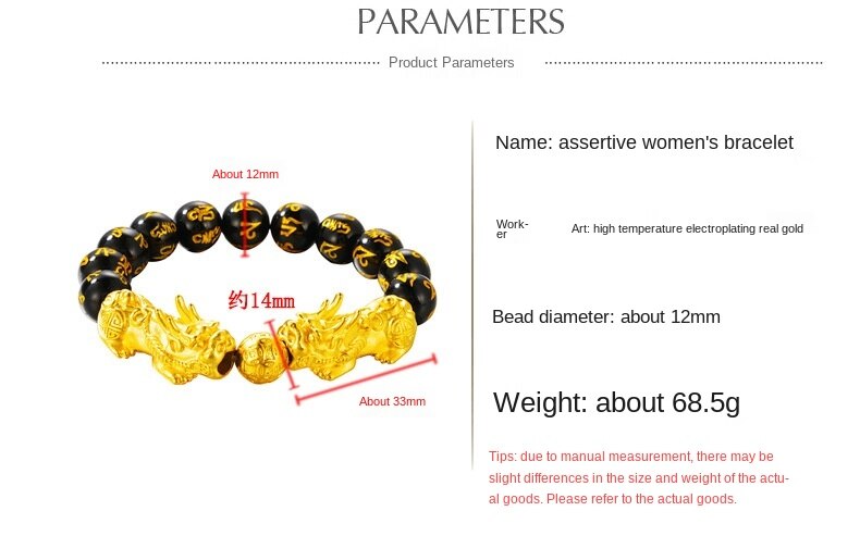 Gelang Manik-Manik Batu Akik Obsidian Warna Emas Untuk Pria