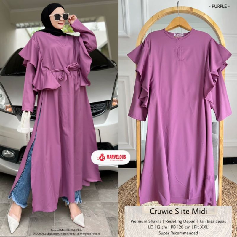 CRUWIE SLITE MIDI BY MARVELOUS (MIDI DRESS MUSLIMAH) Dress wanita rekomended