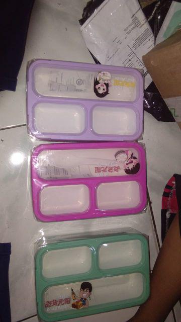 Kotak Makan / Lunch Box/ Ompreng / Tepak / Food Box Yooyee Jinbao Kecil 3 Sekat Grid 606 Yooyee