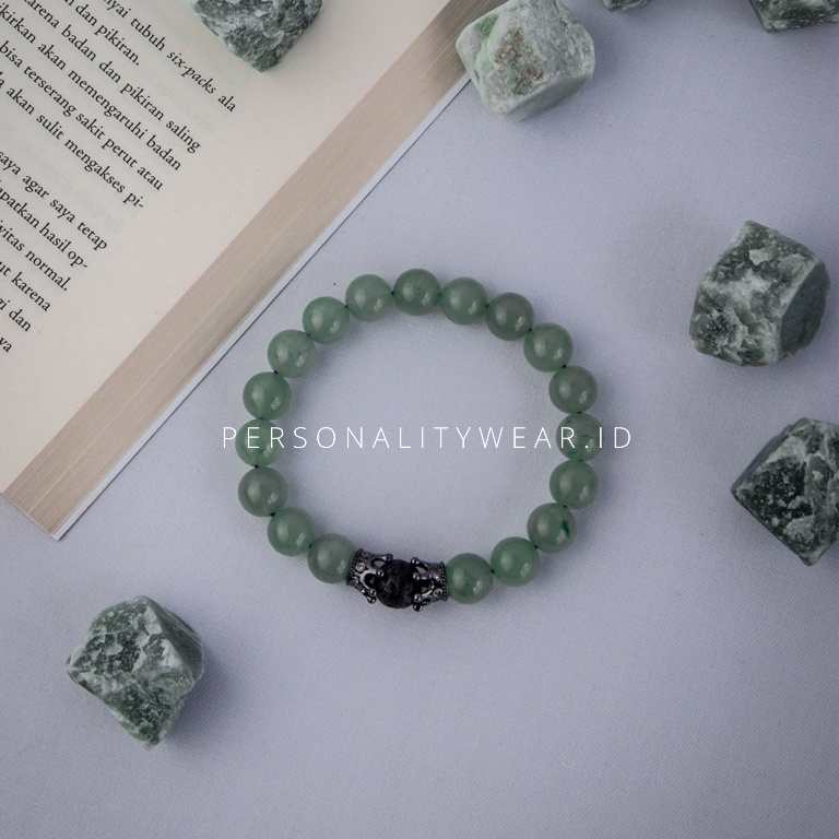 Gelang Kesehatan Pria Wanita Keren Batu Akik Kristal Giok Aventurine Hijau ASLI Original Alam Kalimantan