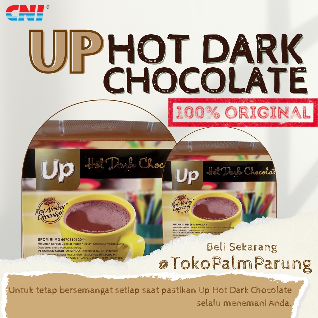 CNI UP Hot Dark Chocolate Minuman Coklat Sehat Nikmat Stamina Terjaga Selalu 15 Sachet X 25gr