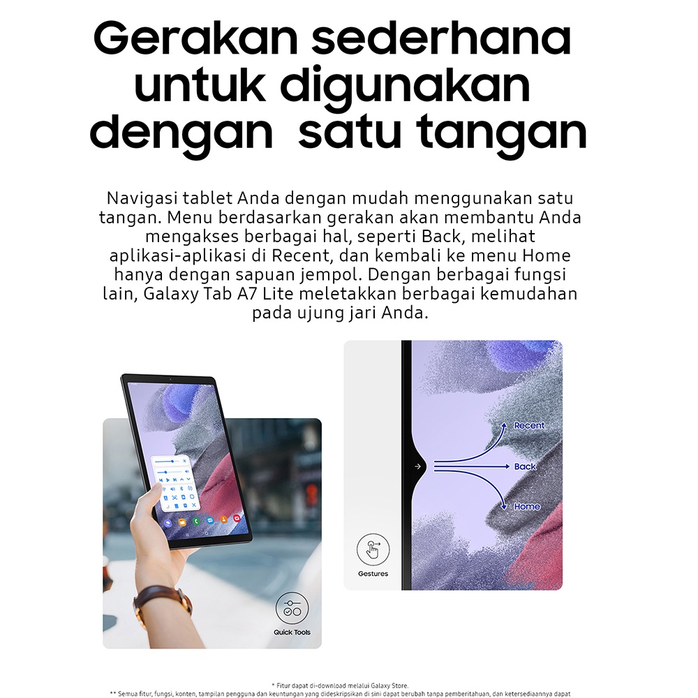 Samsung Galaxy TAB A7 LITE WIFI T225 RAM 3 GB ROM 32 GB 3/32 8 Inch Original Garansi Resmi