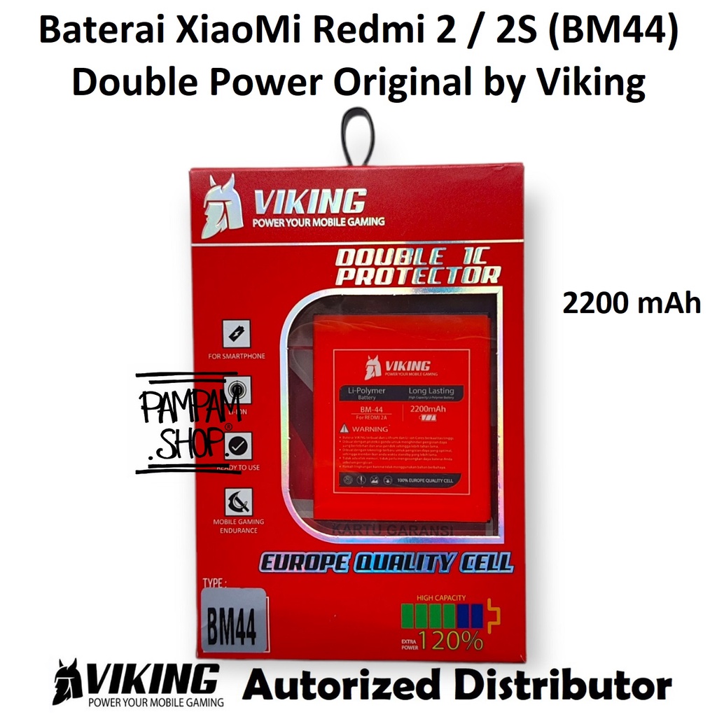 Baterai VIKING Double Power Original XiaoMi BM44 Redmi 2 2S Prime S Batre Batrai Xiao Mi BM 44 Ori