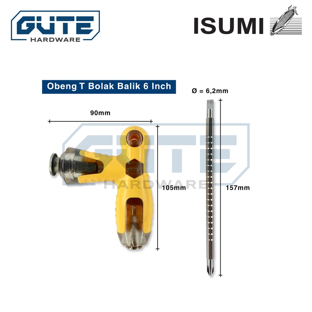 Obeng T Bolak Balik 6 Inch Kombinasi Adjustable Panjang Pendek