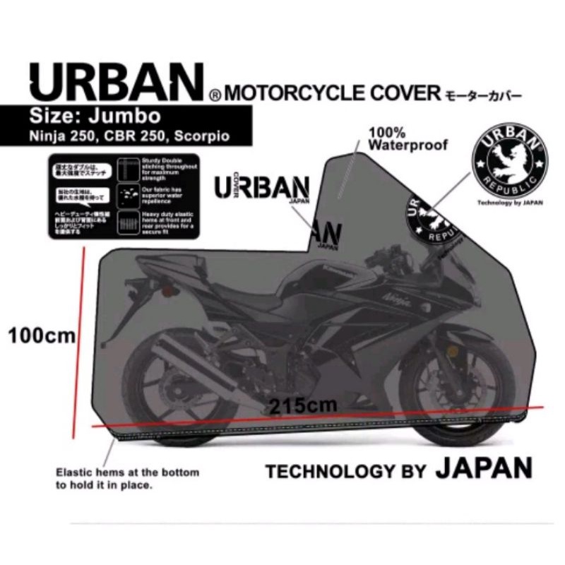 COVER SELIMUT SARUNG MOTOR URBAN UKURAN/JUMBO/STANDAR HONDA TIGER VIXION NINJA 250 CB150R