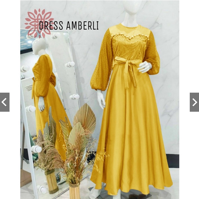 AMBERLI MAXI DRESS APP MUTIARA TEMBAK eD / BUSANA PAKAIAN KONDANGAN WANITA FASHION MUSLIM