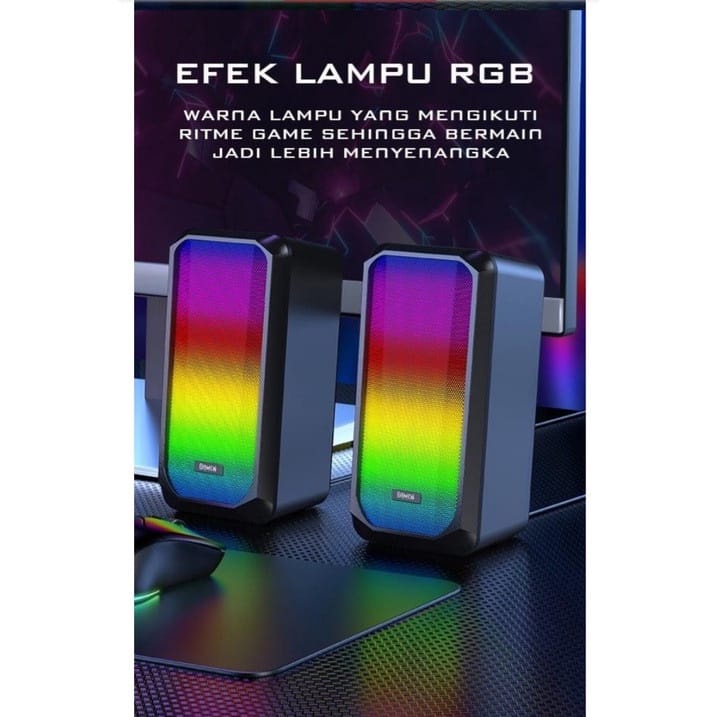 B - SPEAKER GAMING GAMEN GS6 Multimedia RGB Rhythm Lights Speaker Excellent Bass - ORIGINAL