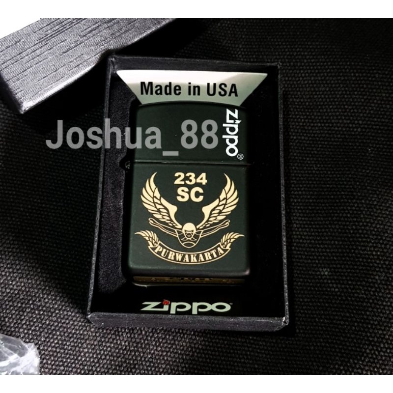 Korek Api Zippo Custom Ukir Logo PP 234sc Black Matte Bisa Ukir Nama Sendiri