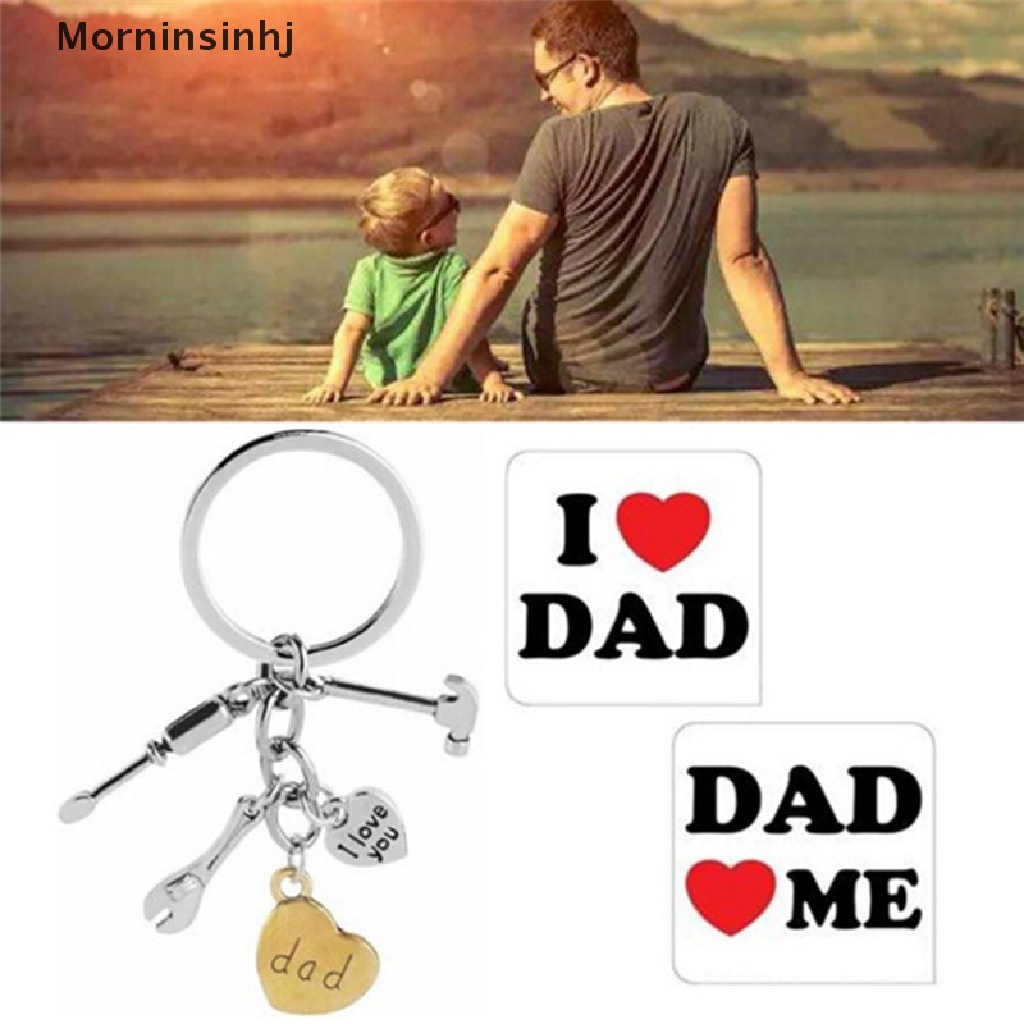 Mornin Father's Day Hand Tools Keychain Gantungan Kunci Silver Ring Hadiah Ayah Keyring id