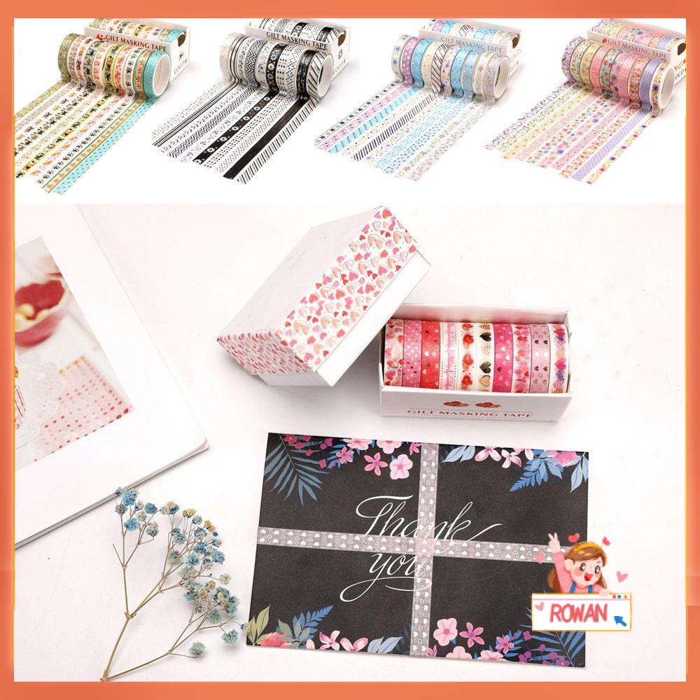 R-flower 10 Rol / Set Tape / Selotip Washi Motif Bunga / Hati Untuk Dekorasi Scrapbook DIY