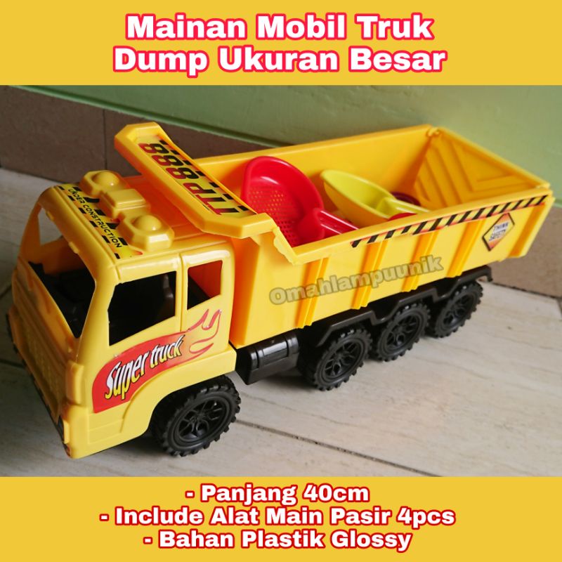 AJ TTP888 MAINAN MOBIL TRUK PASIR/ DUMP TRUCK BESAR RODA 8 LENGKAP DENGAN ALAT MAIN PASIR