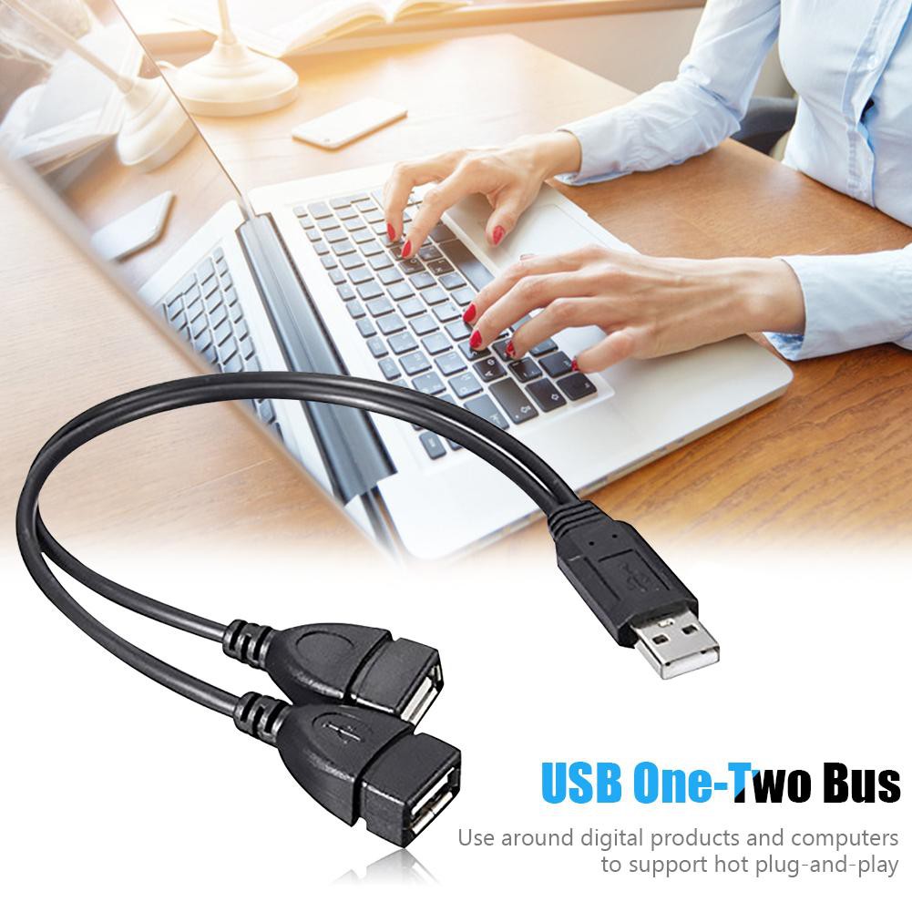 MOJITO 30cm USB2.0 Male to Dual USB Female USB Charging Power Cable Extension Cord