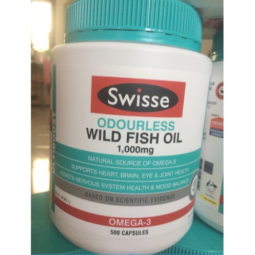 SWISSE FISH OIL ODOURLESS 1000mg 500 CAPSULE IMPORTED AUSTRALIA