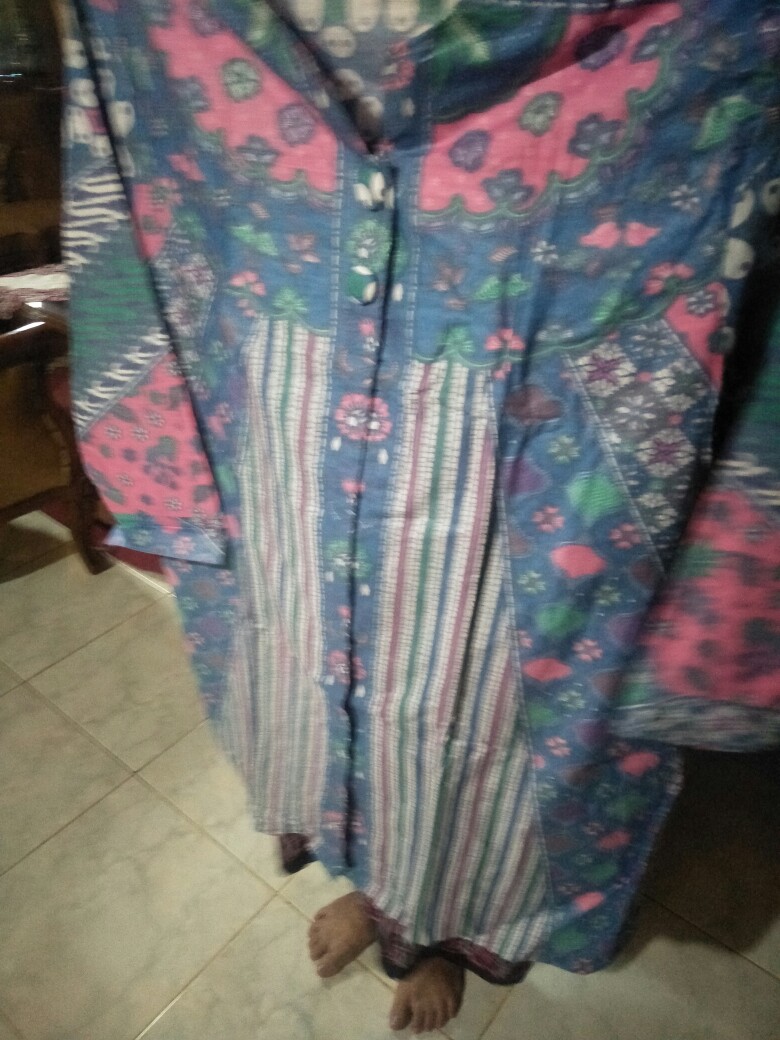 Batik Tunik Shibori Jumputan Terbaru Size S-3l / Hrb026 Yelbor Navbor / Biru Putih