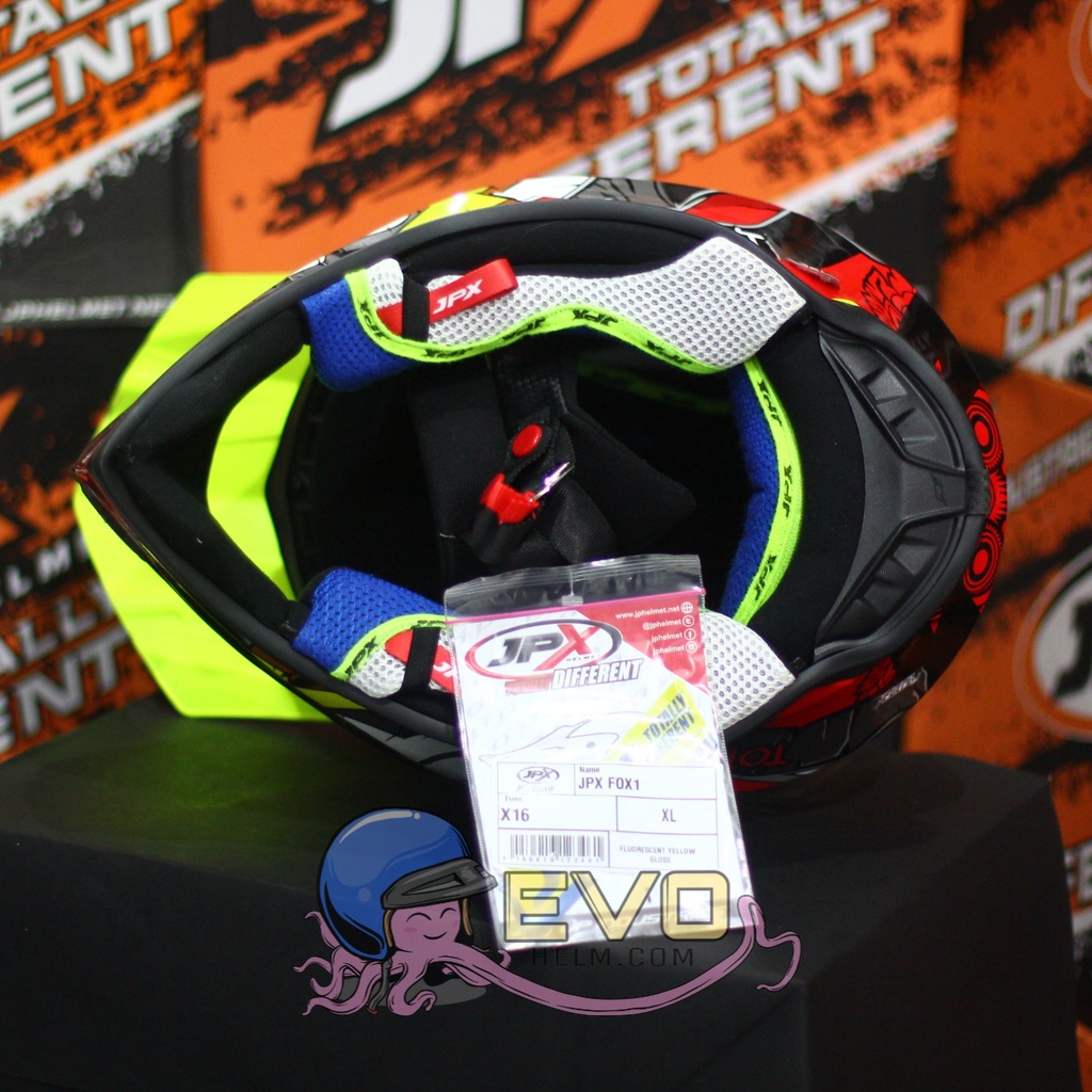 HELM JPX CROSS_FOX1 SERI X16 - FLUO YELLOW GLOSS + GOOGLE SNAIL (ONGKIR 2 KG) HELM JPX TERBARU