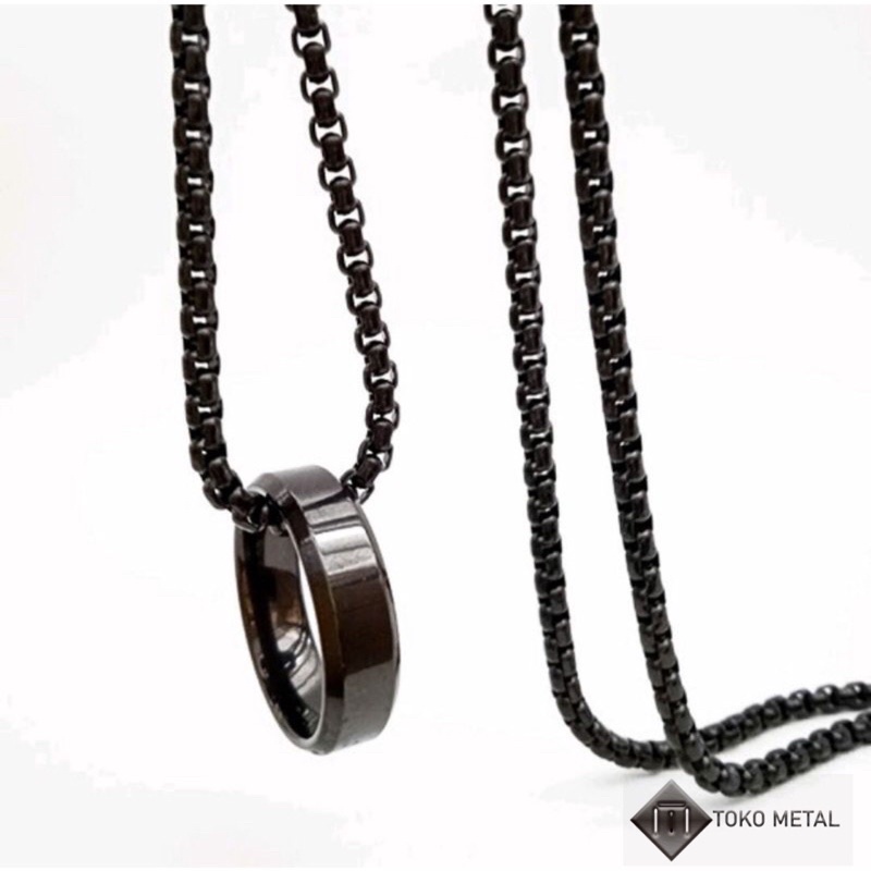 Kalung 100% Titanium Rollo + Cincin Pria Dan wanita [ Toko Metal ]