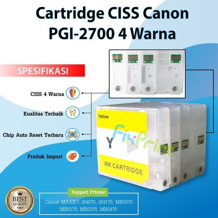 Cartridge MCISS Canon 2700 PGI-27000 Printer MB5070 MB5370 MB5470 FPJNew1331