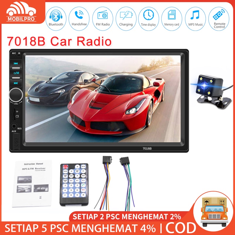 7018B 7010B Head Unit Android Double Din 7 Inch Bluetooth Audio Car MP3 MP5 Player In Touch Screen Radio Dan Kamera Mundur Mobil LED