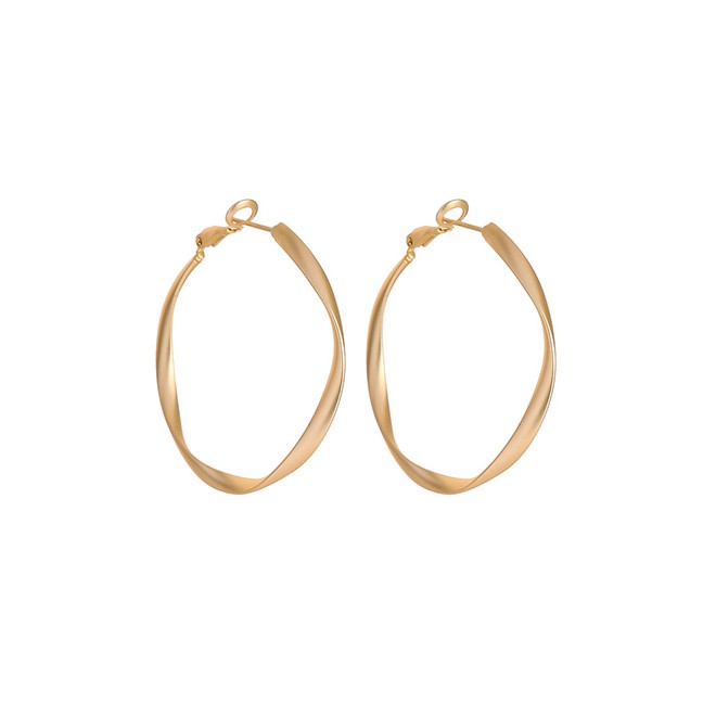 LRC Anting Tusuk Fashion Needle Golden Alloy Geometric Hoop Earrings D59103