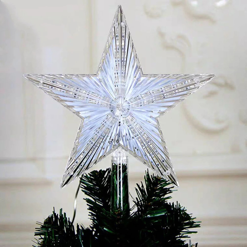 1Pc Color Changing Flashing Waterproof Five-pointed Star LED Light For Christmas Tree Top Decor