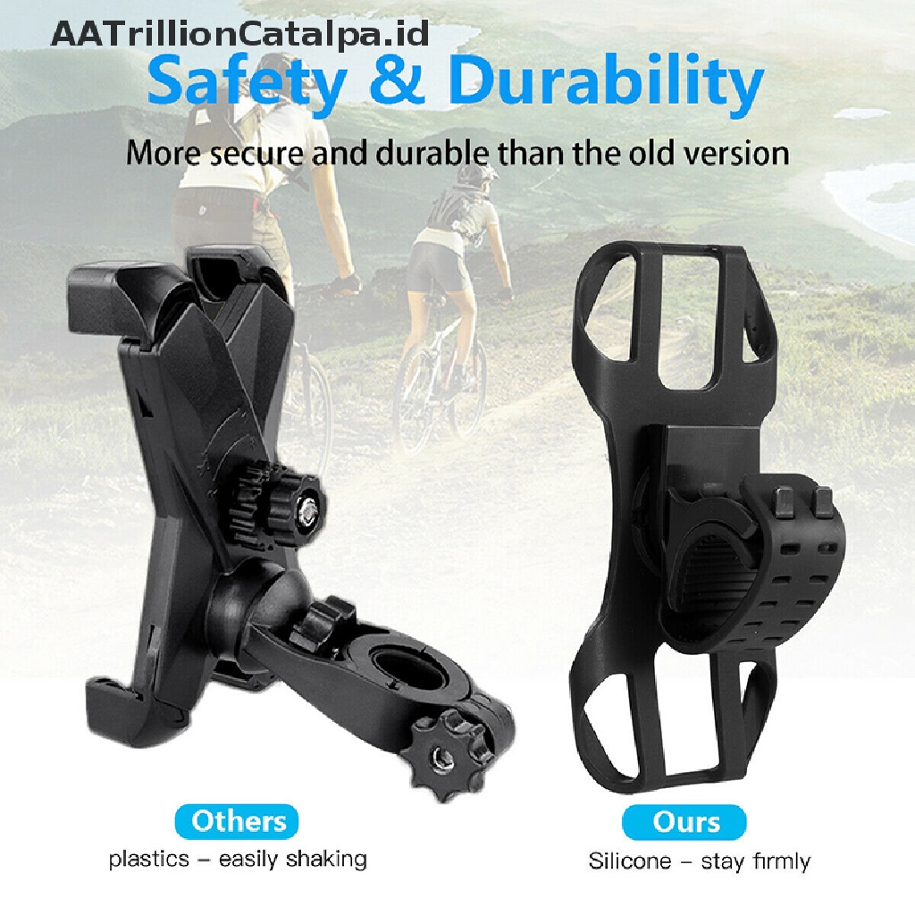 (AATrillionCatalpa) Mount Holder Hp / GPS Bahan Silikon Untuk Sepeda MTB / Motor, Dapat Berputar 360 Derajat° Holder / Dudukan Mobile Phone Model Putar