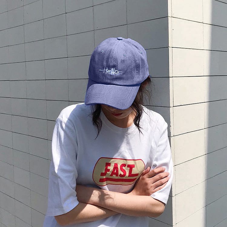 topi terbaru logo hello topi terkeren 2021 cocok buat pria dan wanita