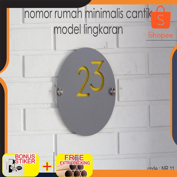 

Nomor / Nomer Rumah Akrilik / Acrylic 2 Layer Lingkaran Diameter 20cm Elegan
