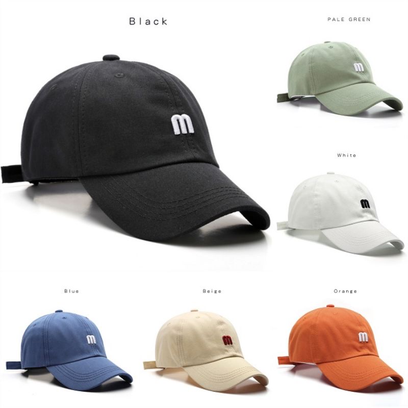 AS SHOP-085 Unisex Lembut Top M Huruf Pure Warna Nyaman Katun Topi Baseball