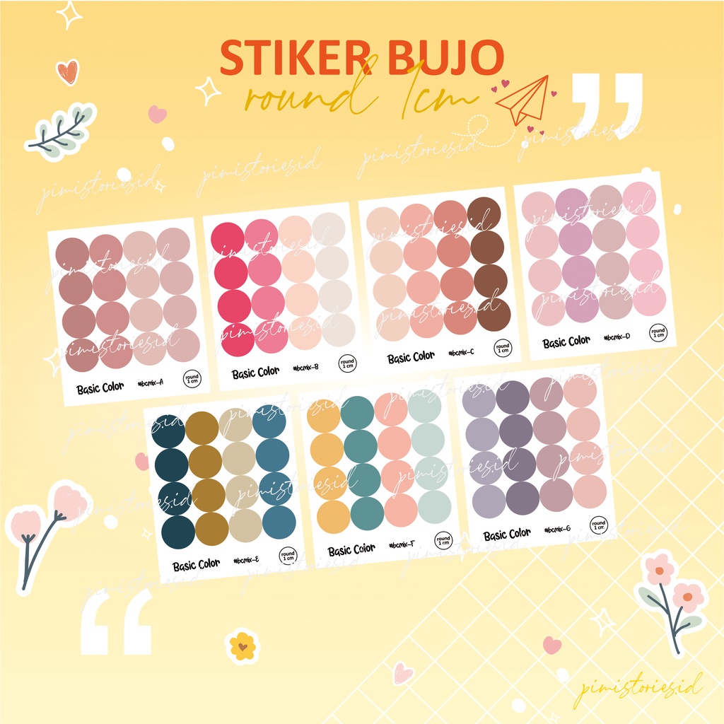 STIKER BUKU JURNAL ⚫ BUJO ⚫ BASIC COLOR ⚫ PLANNER ⚫ AESTHETIC