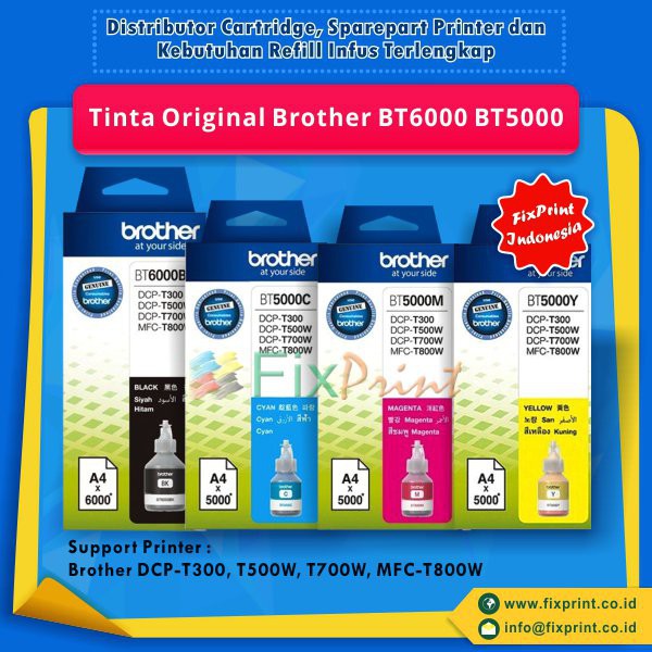 Tinta Refill Botol Brother Original BT5000C BT5000Y BT5000M BT5000K BT5000 T300 T500W T700W T800W