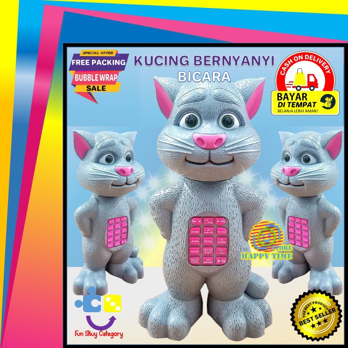 Jual Mainan Anak Boneka Kucing Bisa Bicara Talking Tom Cat Bahasa