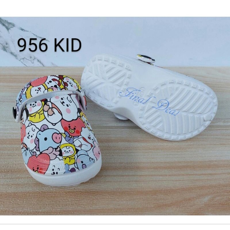 30-35 Sandal Kodok Anak Motif Printing, Sendal Karet Anak Model Crocs BTS Anti Slip, Sandal Jelly