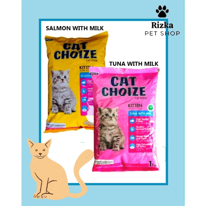 

Cat Choize Kitten Cat Food Tuna Milk 1 kg / Makanan Anak Kucing 1kg - Kuning (SALMON)