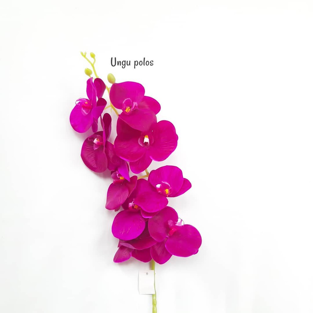 ANGGREK LATEX ORCHID X1 panjang 1 meter -  bunga plastik artificial home decor shabby chic-Ungu polos