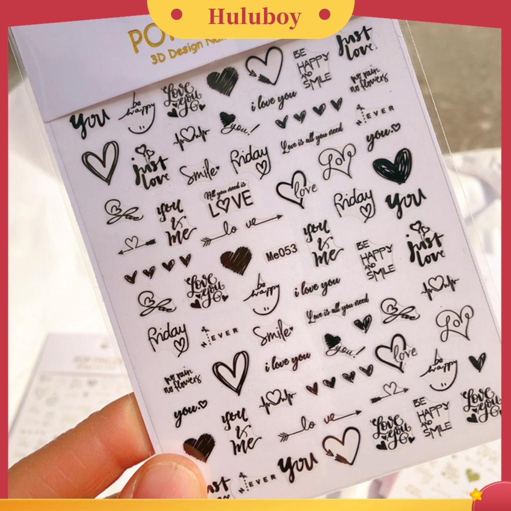 Huluboy Huluboy♡ Stiker Kuku Motif Hati 3D Untuk Manicure