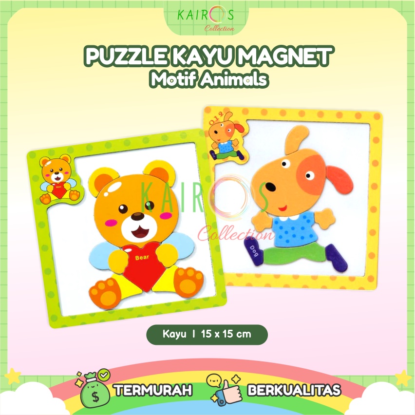 Puzzle Anak Magnet Kayu Animals Binatang