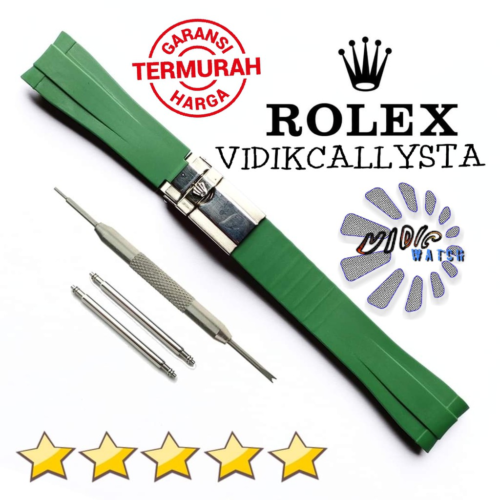 STRAP ROLEX TALI JAM ROLEX RUBBER FULL SET 20MM GREEN