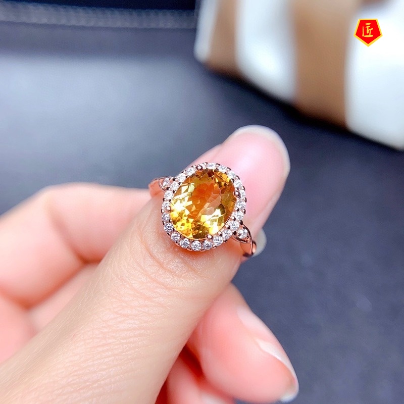 [Ready Stock]Simple Personality Natural Citrine Ring