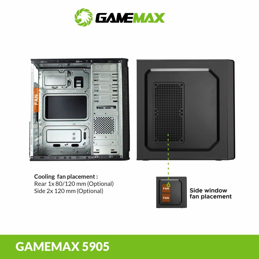 Gamemax 5905 Casing Komputer PC Case ATX include PSU 500W