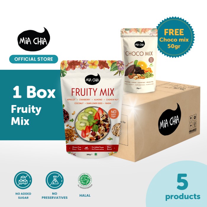 

Jual Mia Chia Fruity Trail Mix 200G - 1 Box (5 Pcs)