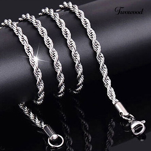 Kalung Rantai Twist Bahan Sterling Silver 925 Untuk Pria Dan Wanita